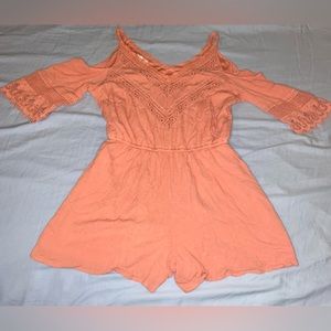 maurice’s coral crochet cold shoulder lined romper medium